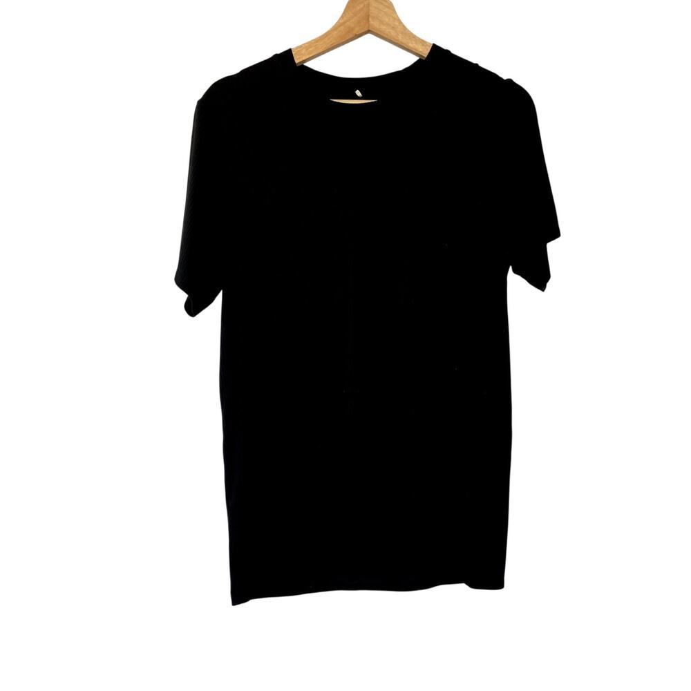 Posh Peanut black ribbed minidress short sleeves women's size medium bamboo